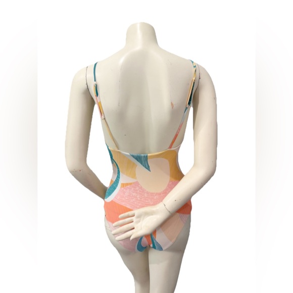 Imsy Caroline One Piece Cabana Swimsuit Small Tropical Leaf Print Multicolor - Picture 3 of 7